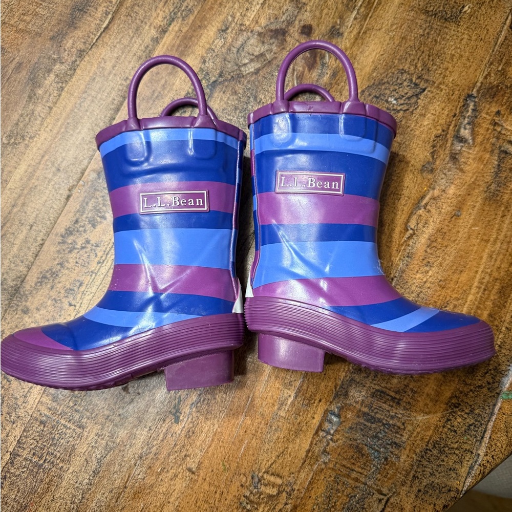 L.L. Bean Kids Striped Purple and Blue Boots